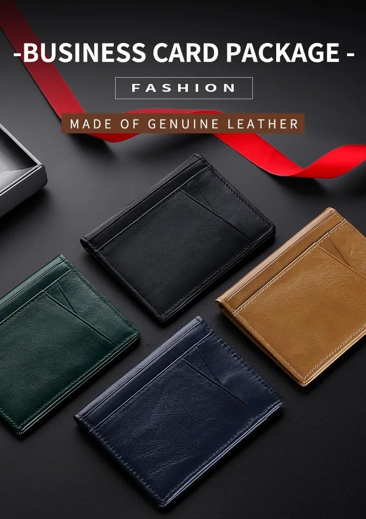 Genuine Natural Leather Card Holder Di Pelle | Slim &Amp; Elegant Wallet With Premium Box – Perfect Gift Choice 5 Men'S Genuine Leather Card Holder