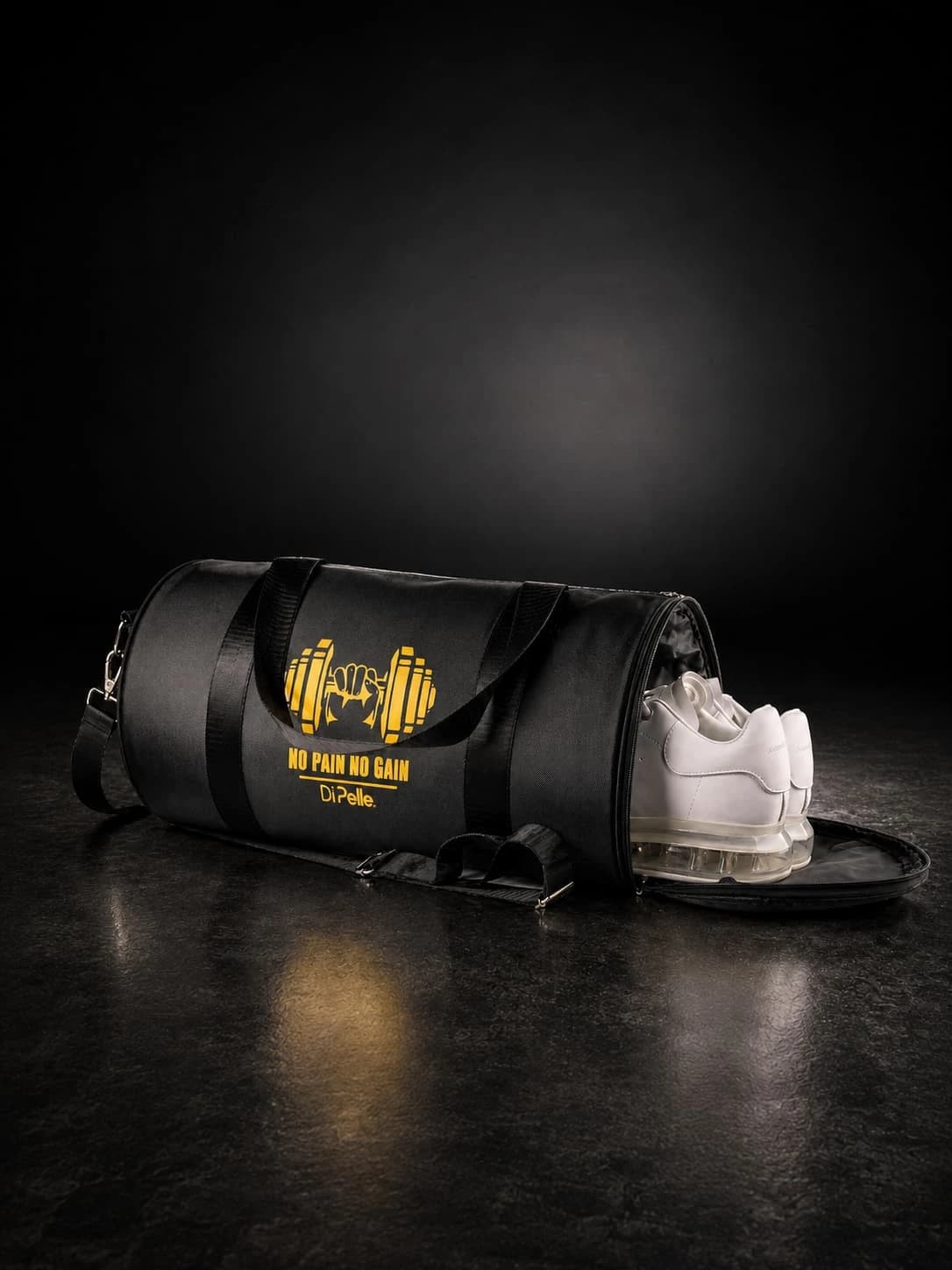 حقيبة جيم أسطوانية دي بيلي للرجال والنساء | مقابض مزدوجة وحزام كتف — Black — 2