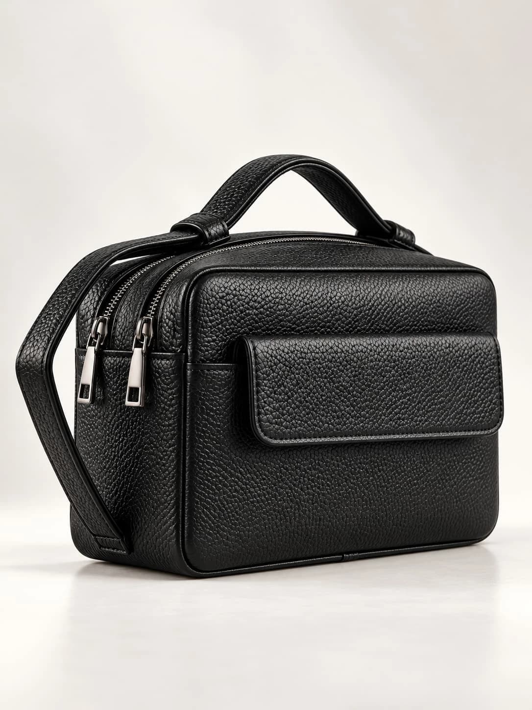 Men's Clutch Bag – PU Leather with Magnetic Pocket — Black — 4