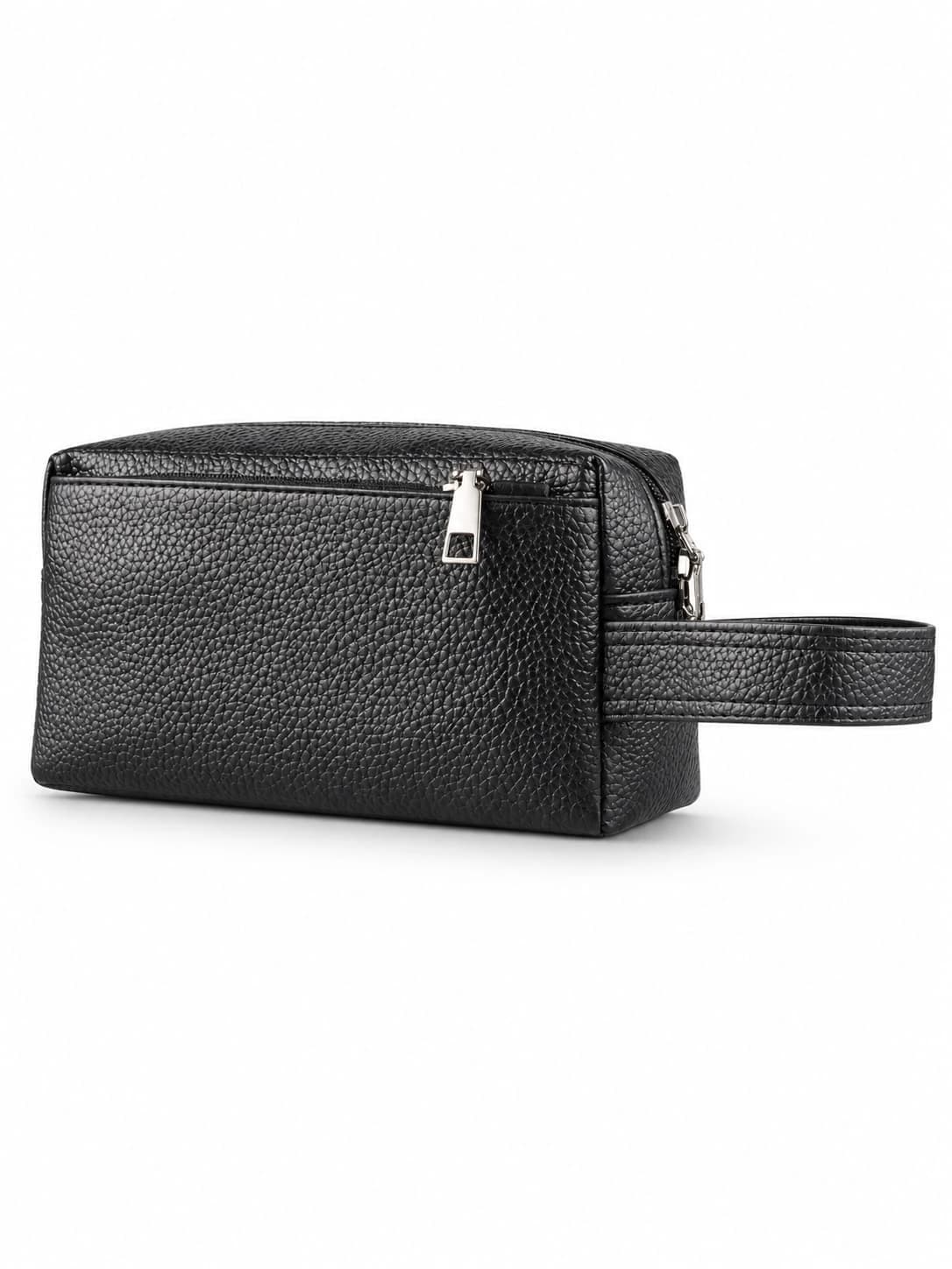 Clutch Bag – Faux Leather (PU) with Pebbled Finish — Textured Black 2 — 1