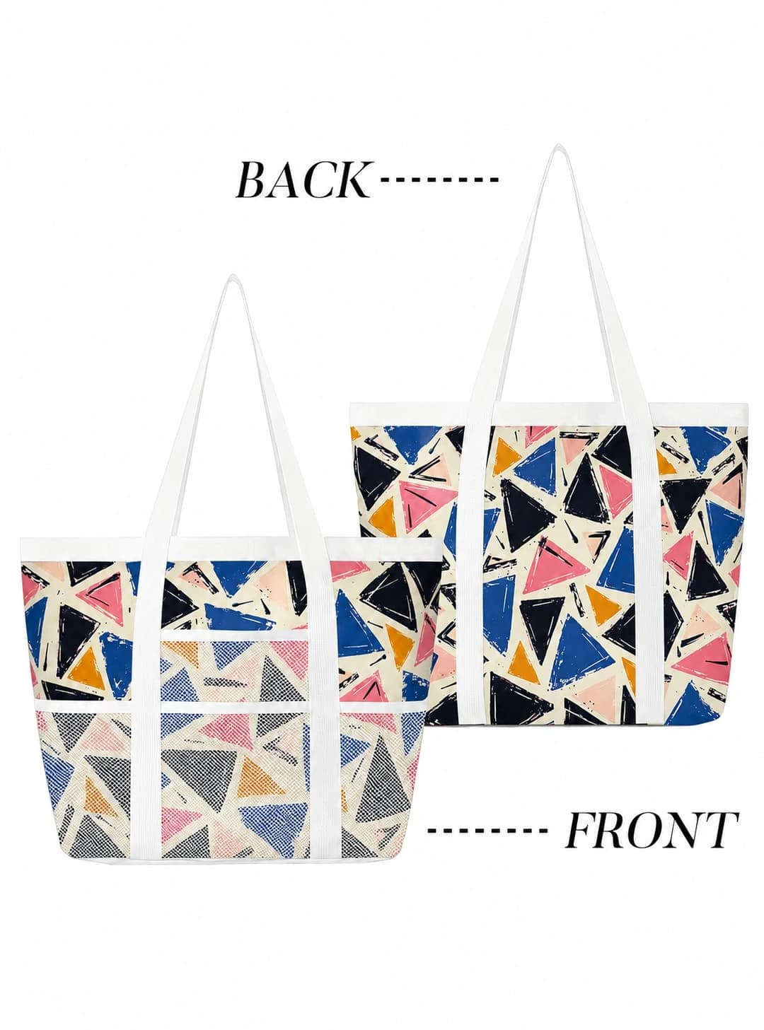 Di Pelle Waterproof Beach Tote Bag – Handmade Egyptian Design — مشجر مثلثات — 8