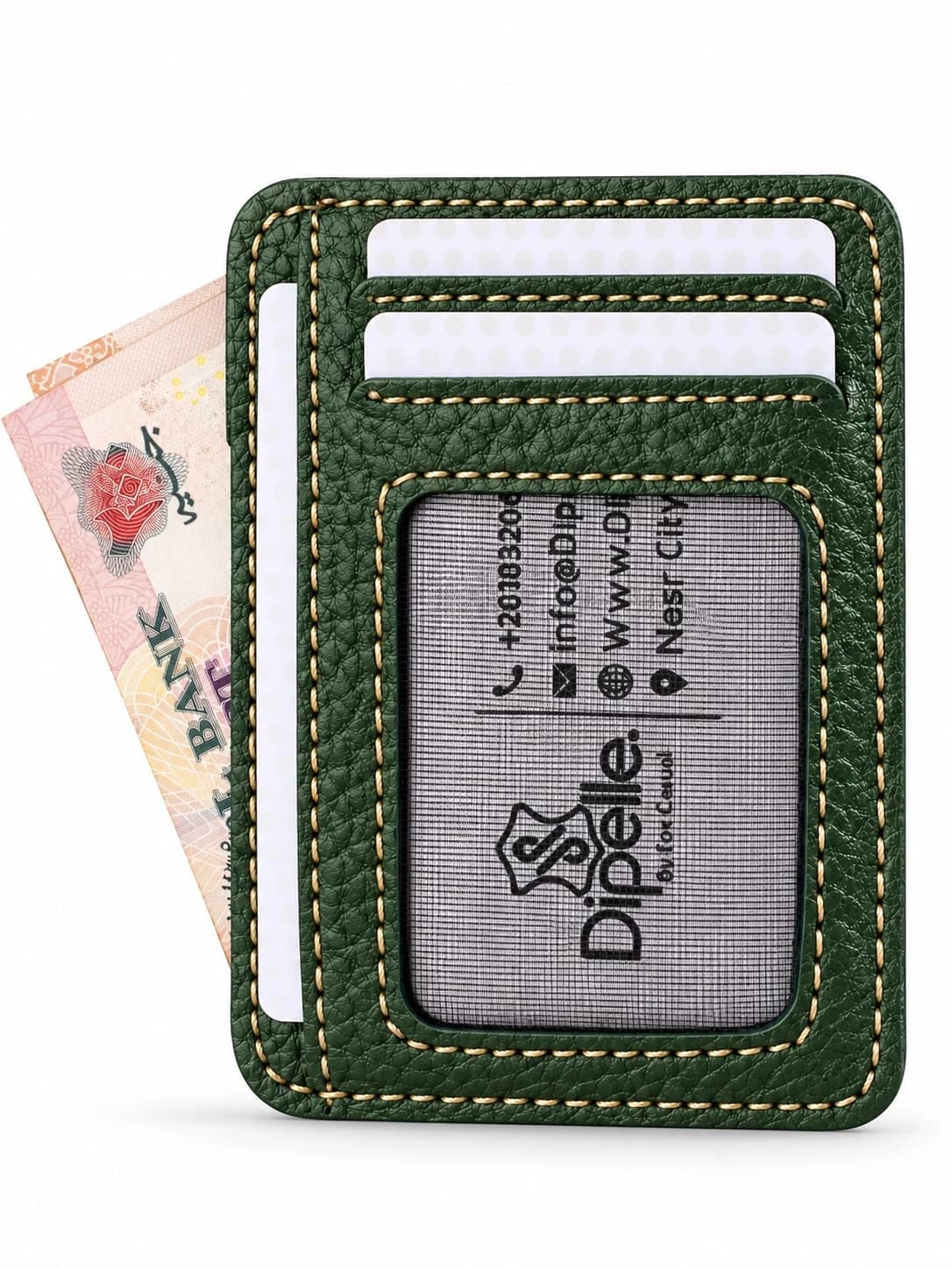 حافظة كروت جلد طبيعي – 8 جيوب — Olive Clarks — 1
