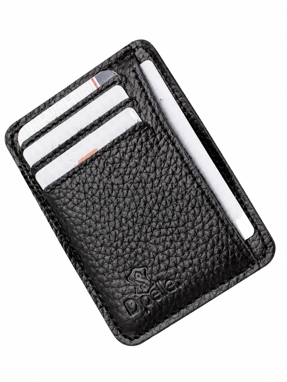 حافظة كروت جلد طبيعي – 8 جيوب — Textured Black 2