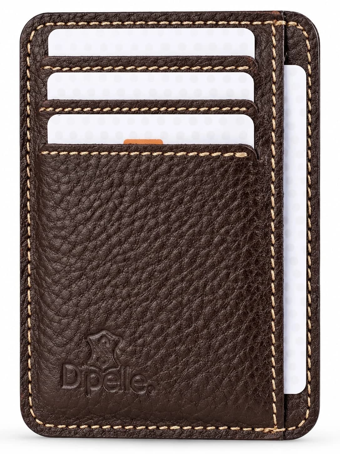 حافظة كروت جلد طبيعي – 8 جيوب — Textured Brown
