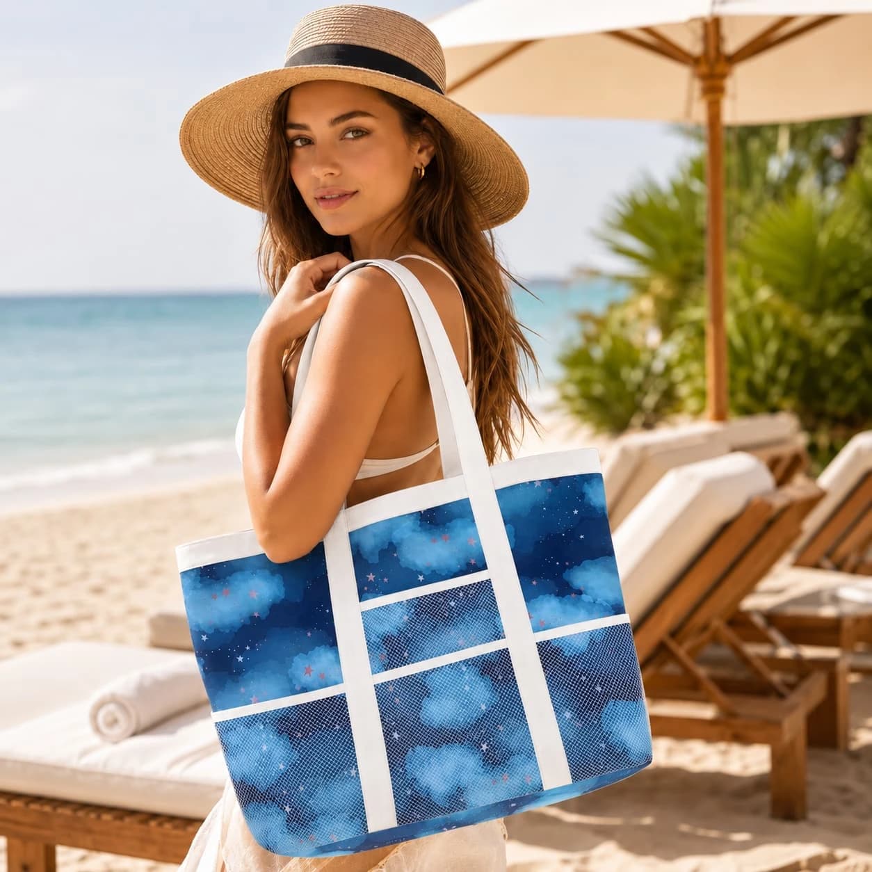 Di Pelle Waterproof Beach Tote Bag – Handmade Egyptian Design — 000081 — 2