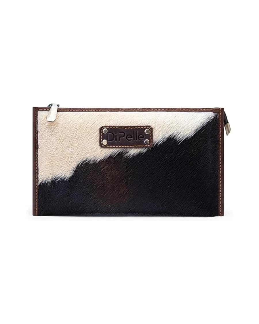 Hair-On Genuine Leather Clutch with Top Zip