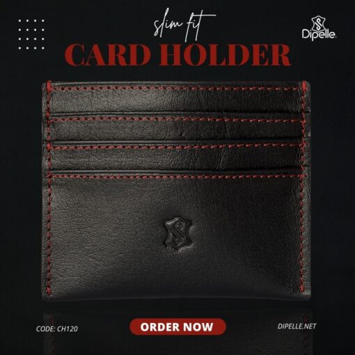 A Black And Red Leather Card Holder